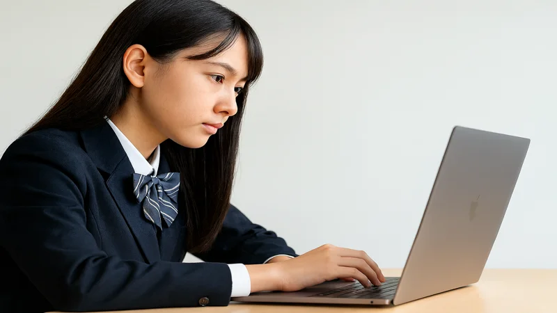 高校生がアタマプラスを使って勉強している様子